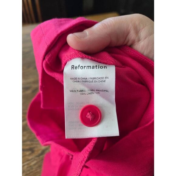 Reformation Vesta Pants Hot Pink High Waist Wide Leg Work Pants Linen Sz 2 - Picture 3 of 4